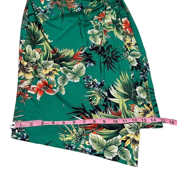 Forever 21 Green Tropical Floral Print Mock Wrap Dress - Size XL - Picture 15 of 16